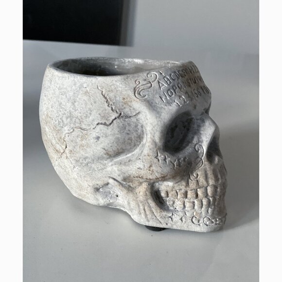Ouija Cement Skull Decor / Flower Pot / Planter / Vase - Picture 3 of 7